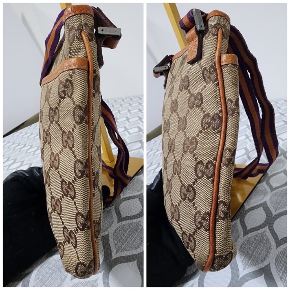 Authentic Gucci GG Canvas Web Crossbody Bag Beige/Brown - Picture 6 of 12
